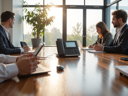 Professional business meeting in modern office environment with water treatment equipment visible in background showing corporate collaboration